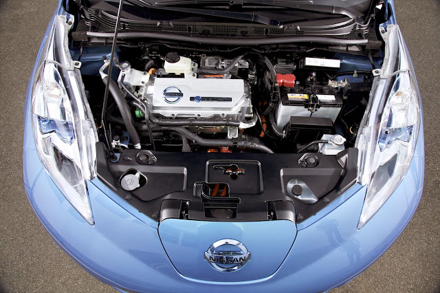 Nissan Leaf Electric Car Zero Emision under hood