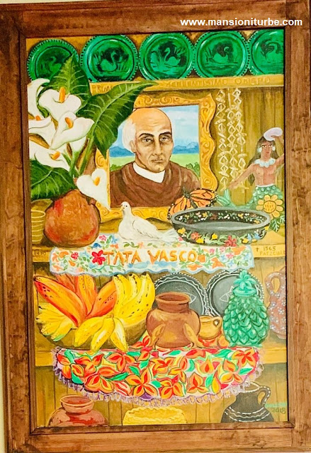 Vasco de Quiroga: Painting in his honor at Hotel Mansión Iturbe in Pátzcuaro