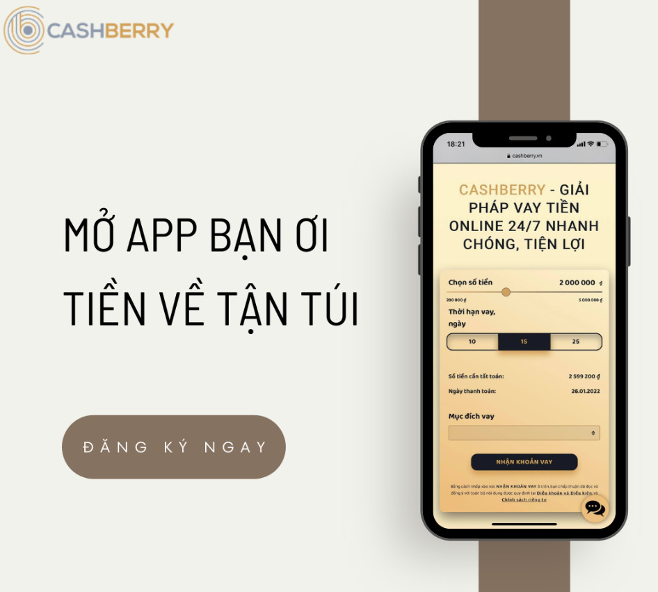 Đăng nhập CashBerry vay online