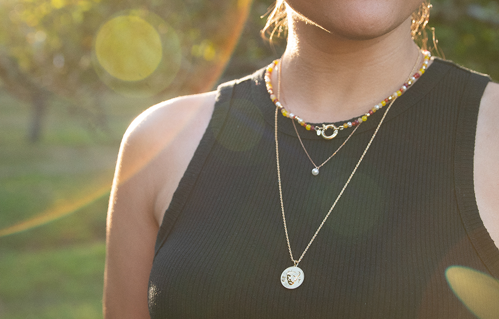 Closet Fashionista: {outfit} Transitioning to Fall with Layered Gold  Necklaces