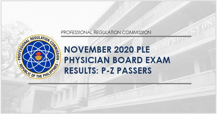 P-Z Passers: November 2020 PLE Physician board exam result