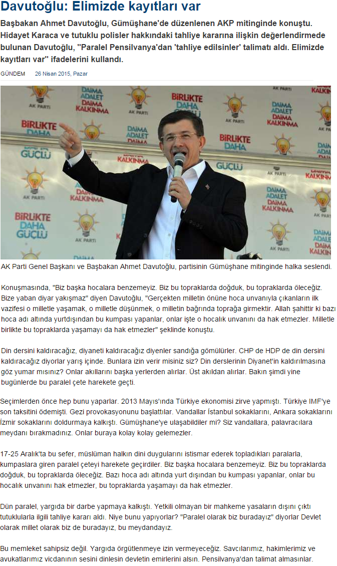 Pensilvanya'dan - tutuklu polisler tahliye edilsin talimatı geldi - başbakan davutoğlu elimizde belgeler var dedi