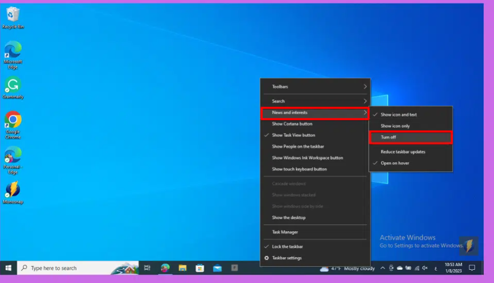 How to remove news from the taskbar to hide Windows ads: