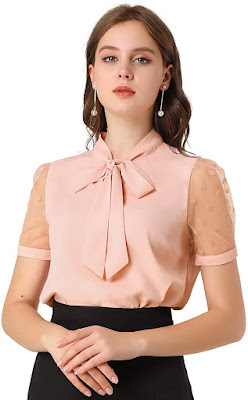 Short Sleeve Bow Tie Blouses