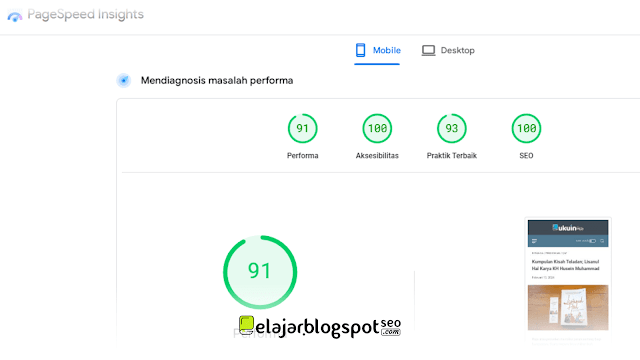 Cara Agar Postingan Blogger SEO 100% Saat di Cek di Pagespeed Insights