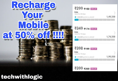 How to Get 50% Discount on All Mobile Recharge ?