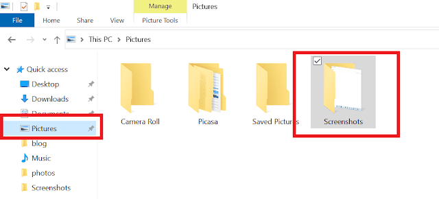 Screenshots Folder location