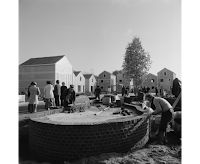 Chantier du socle des sculptures et des maisons 1981