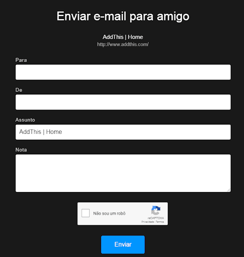 Página de compartilhamento por e-mail do AddThis