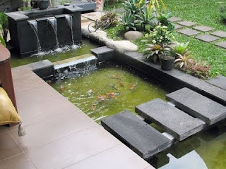 Kolam air mancur.kolam ikan koi.kolam relip tebing ,dll 