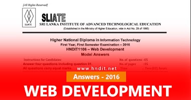 Answers | 2016 - Past Paper | Web Development