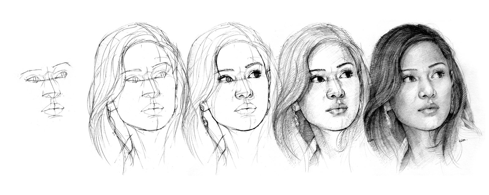Berikut merupakan contoh sketsa wajah.