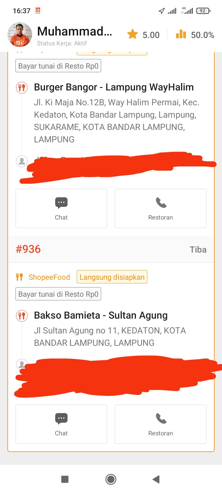 pesanan double resto shopee food