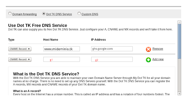 Configurar dominio en blogger dns