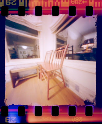 pinhole photos on color film chairs and window Judith Hoffman