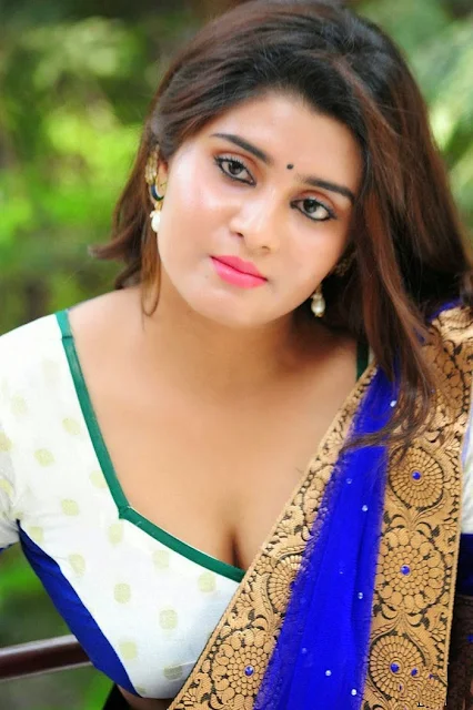 Latest Telugu Actress Harini Beautiful Blue Saree Photoshoot