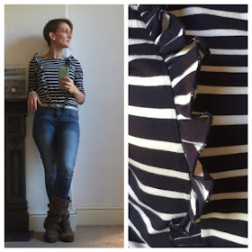 Boden frilly Breton top with Jeans