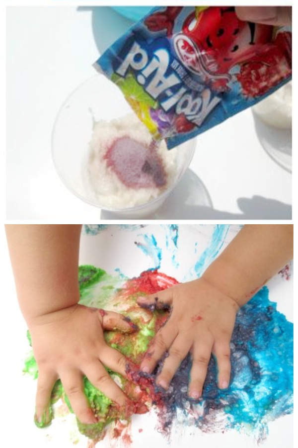 Let baby safely create and play with this collection of taste-safe paint recipes.  I absolutely love these baby painting ideas! #babypaintingideas #babypainting #babypaint #tastesafepaint #tastesafepaintforbabies #ediblepaint #homemadepaint #homemadepaintkids #growingajeweledrose