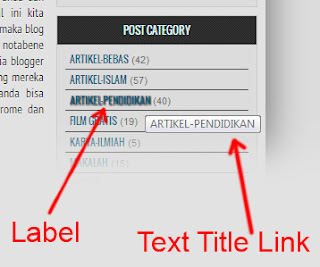 CARA MEMBUAT TEXT TITLE LINK PADA LABEL