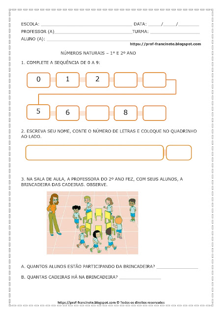 NÚMEROS NATURAIS – 1° E 2º ANO