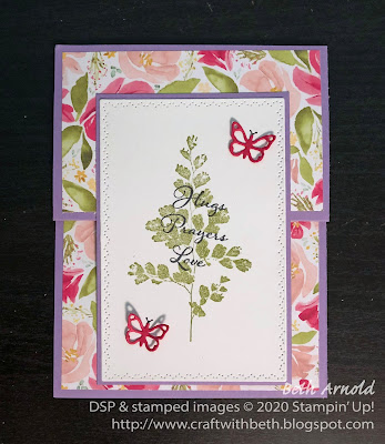 Craft with Beth: Stampin' Up! card stamping fun fold reverse easel card positive thoughts stamp set all dressed up designer series paper butterflies floral flowers cheery