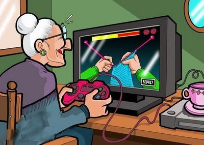 toon-granny-playing-video-game-knitting