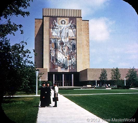 View-Master Indiana (A570), Scene 6: Memorial Library at Notre Dame