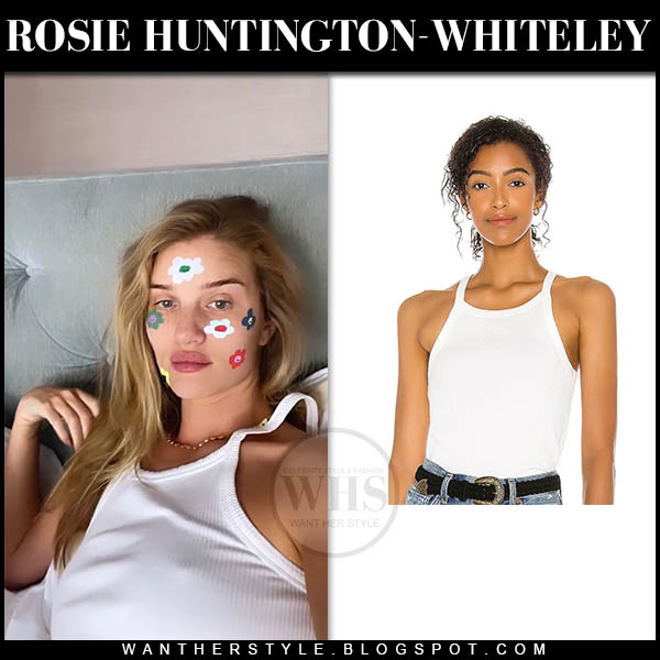 Rosie Huntington-Whiteley in white tank top