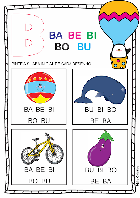 Atividade Família Silábica B em duas opções para impressão