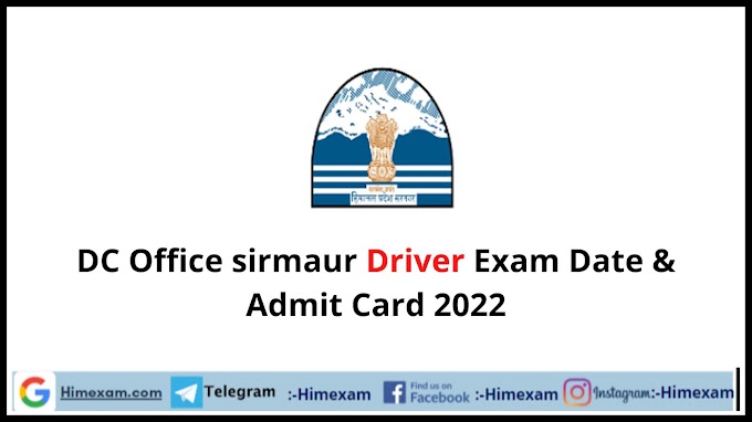 DC Office sirmaur Driver Exam Date & Admit Card 2022