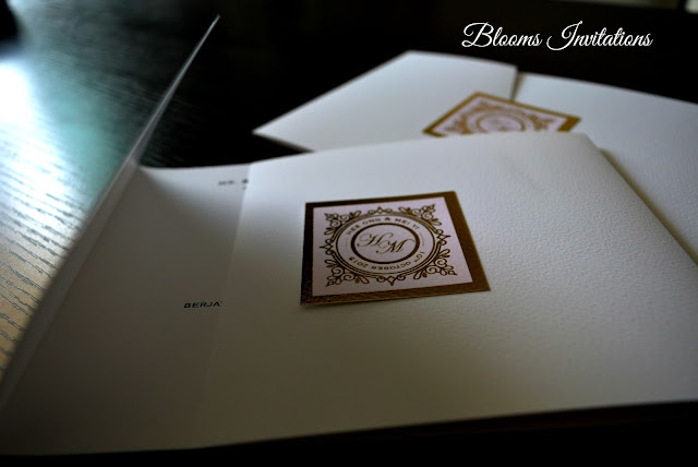 Gold Hot Stamp Elegant white wedding invitation