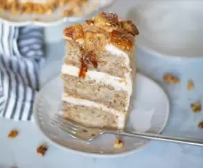 vegan banana cake with cinnamon buttercream