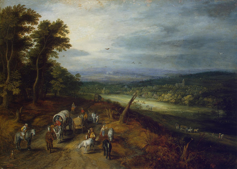 Country Road by Jan Brueghel I - Landscape Paintings from Hermitage Museum