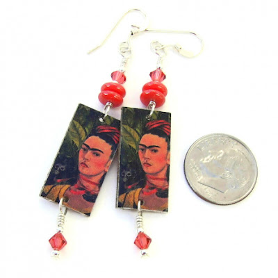 frida kahlo self portrait earrings gift for her