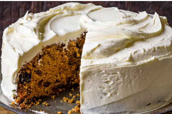 Rum-soaked fruit and almond cake