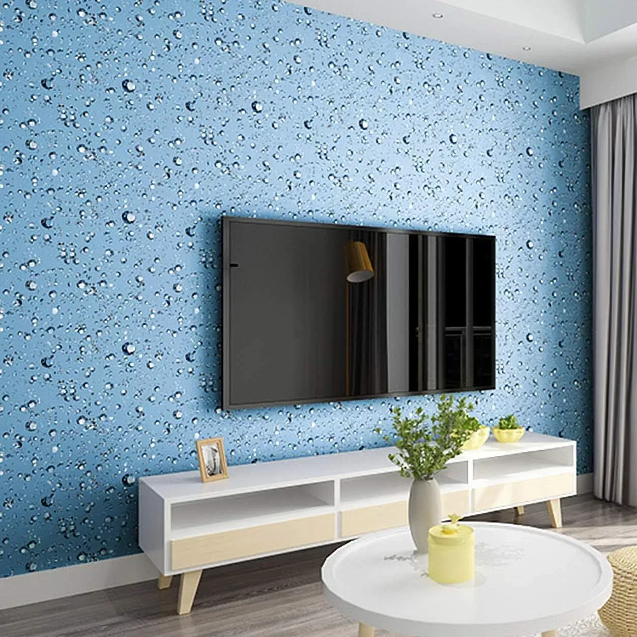 blue self adhesive wallpaper