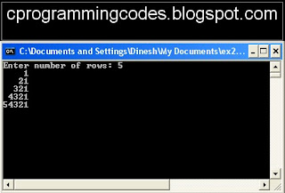 Output of C program for number triangle