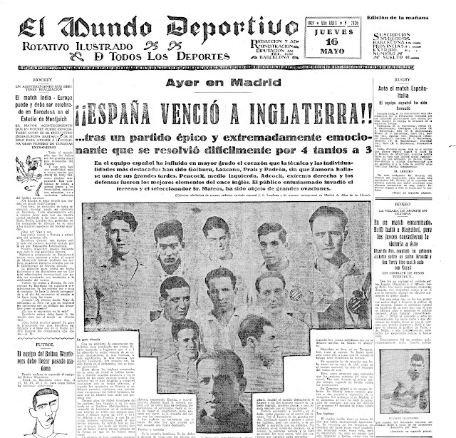 Mundo Deportivo Spain England 1929