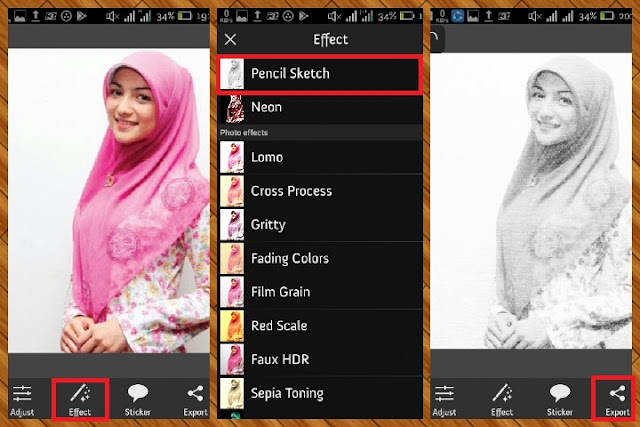 Cara Edit Photo Membuat Sketsa Arsiran Lukisan Pensil Menggunakan Android [ PicsayPro]