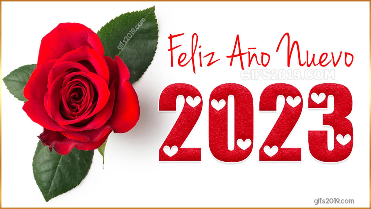 feliz año nuevo 2023 rosa roja