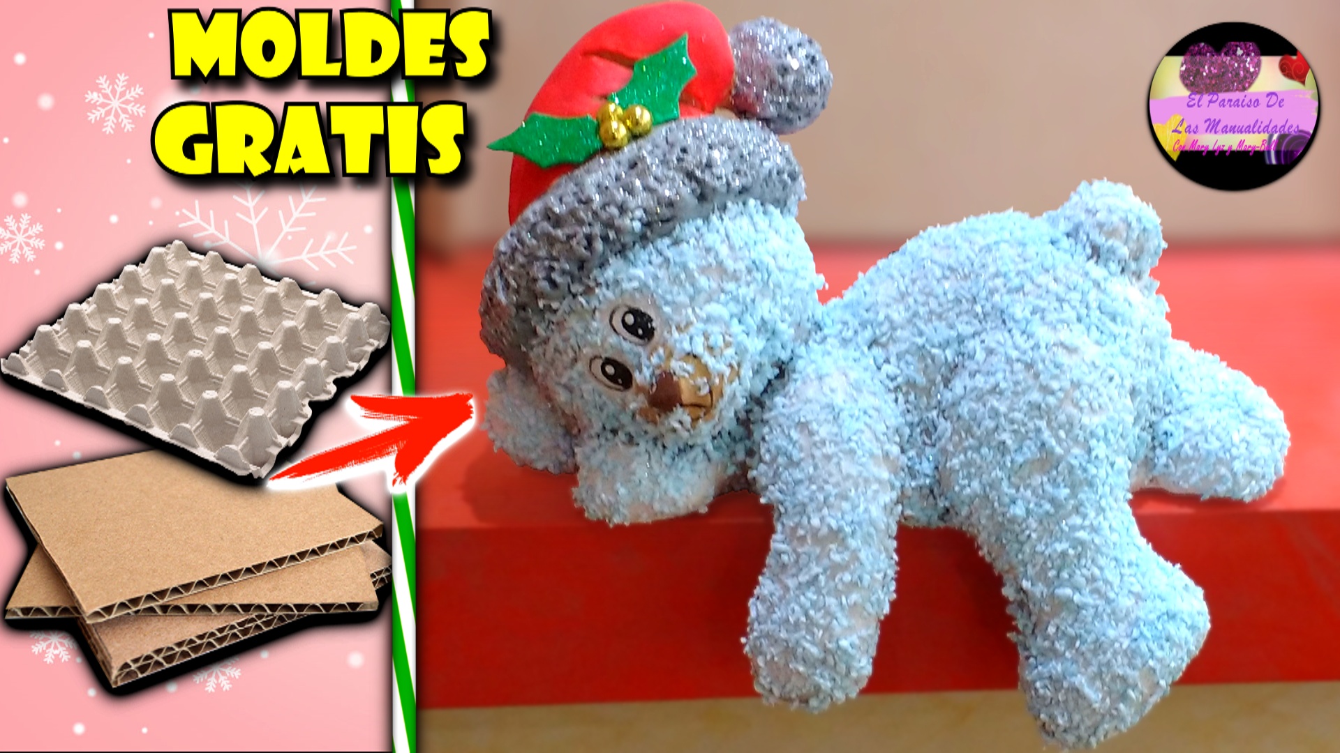 Cómo hacer un oso polar navideño en técnica azúcar, papel mache y material reciclable