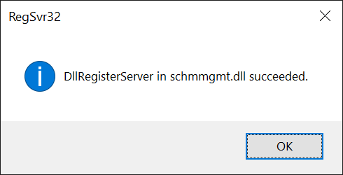 Screenshot of Active Directory Schema snap-in registered
