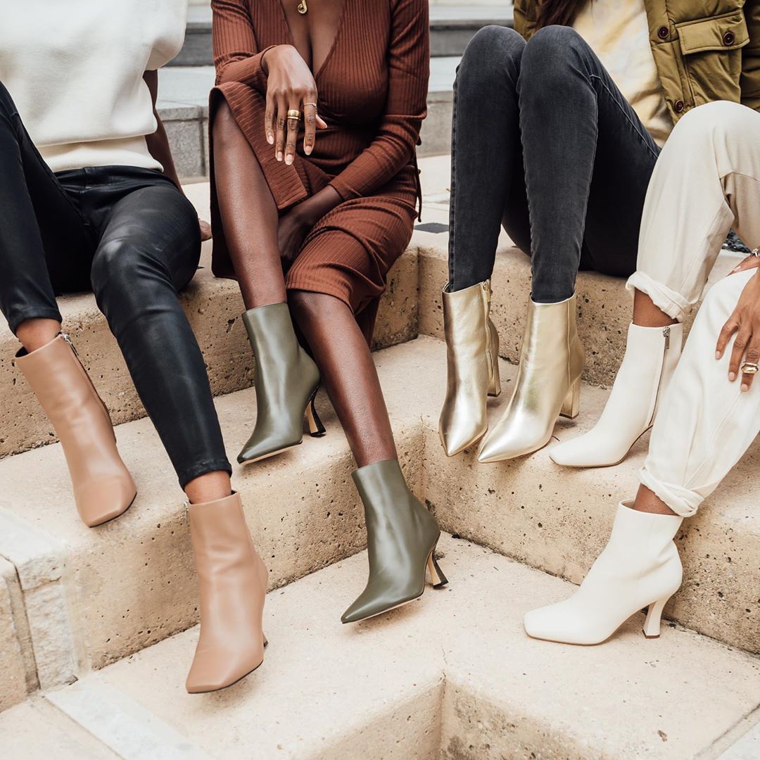 Shop the Best Ankle Boots for Fall — @influencingincolor in heeled booties, white ankel boots, burgundy boots