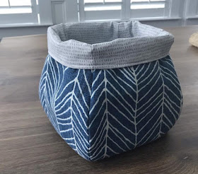 blue herringbone pattern little storage bin