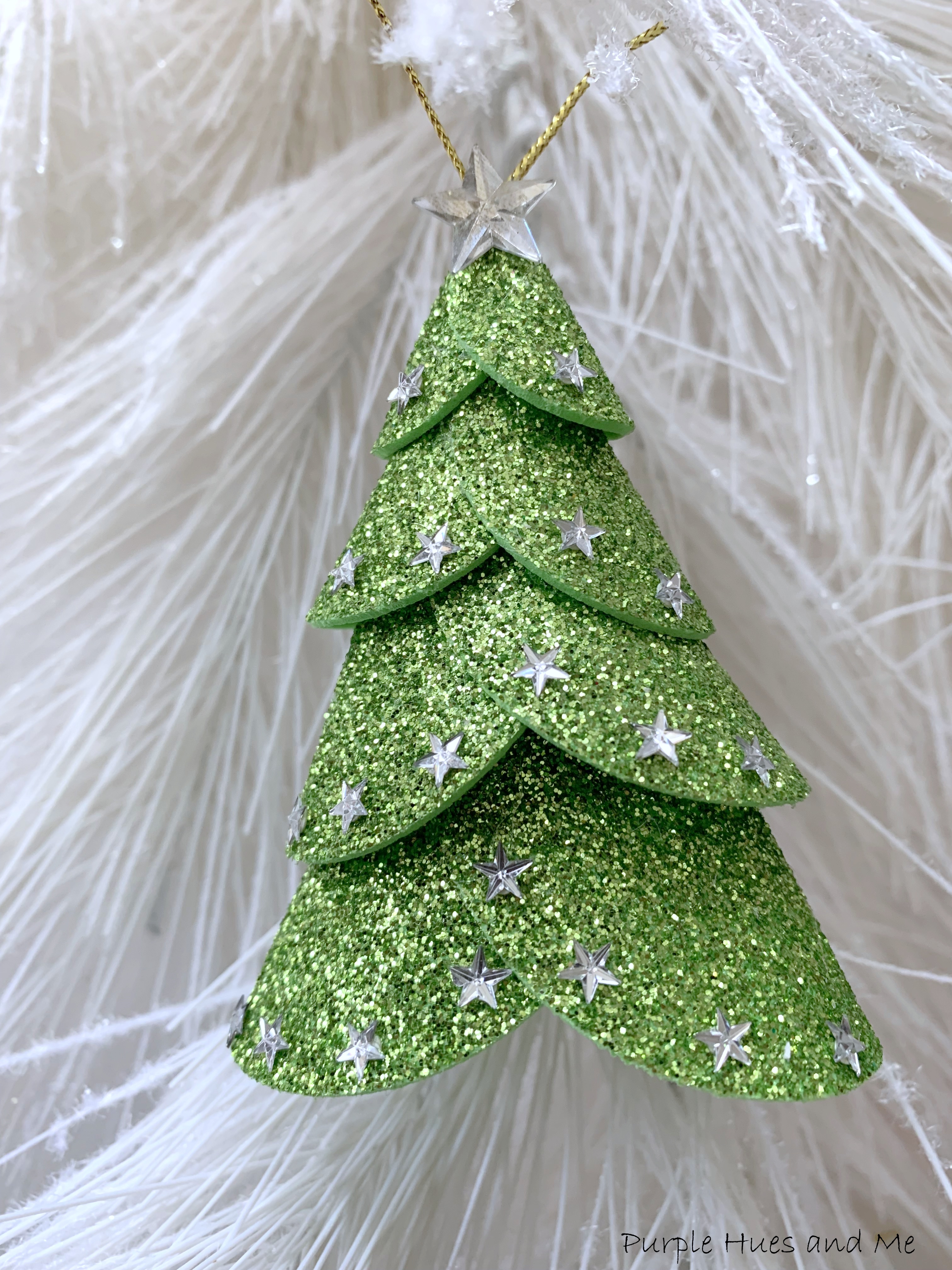 DIY Christmas Tree With Glitter Foam Sheet, How To Make Christmas Tree