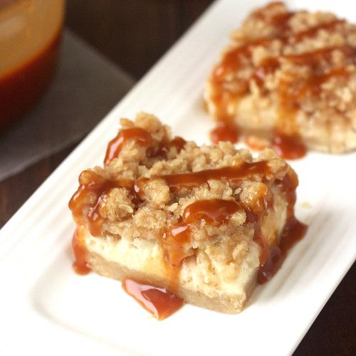 Caramel Apple Cheesecake Bars with Streusel Topping