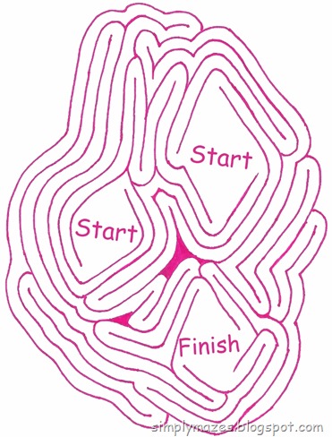 Maze Number 114: Frozen.  A pink printable maze.