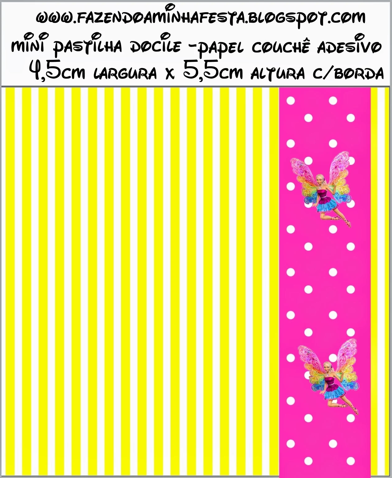 Barbie Fairytopia Free Printable Candy Bar Labels.