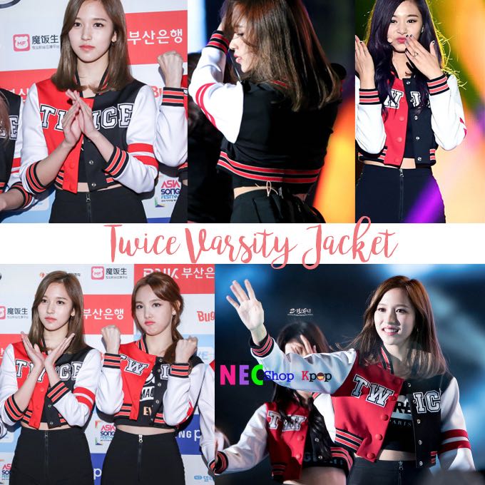 Twice Style Twice Varsity Jacket In Black Red White Nec Shop Kpop