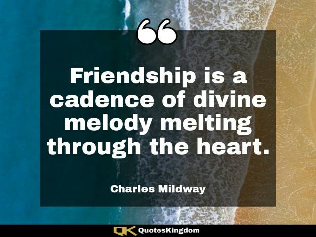 Short friendship quote. Friendship thoughts. Friendship is a cadence of divine melody melting ...